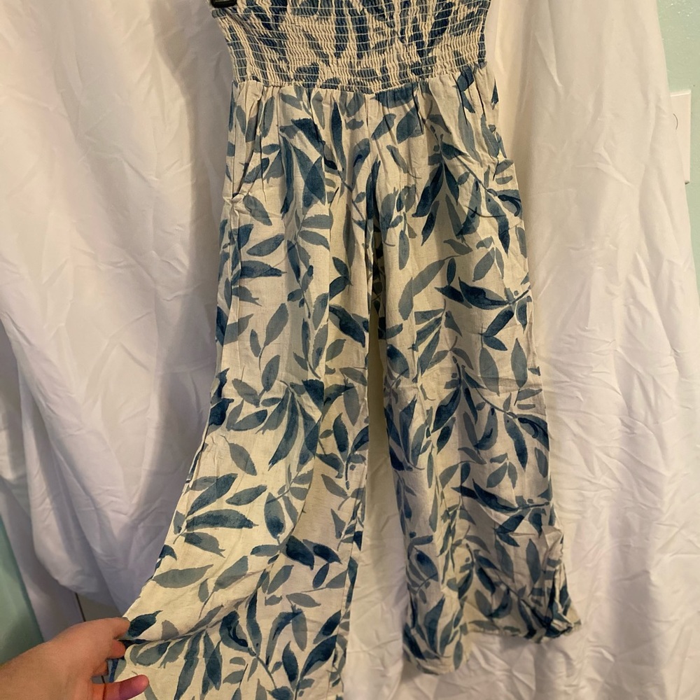 Wide-leg pants plant/floral pattern